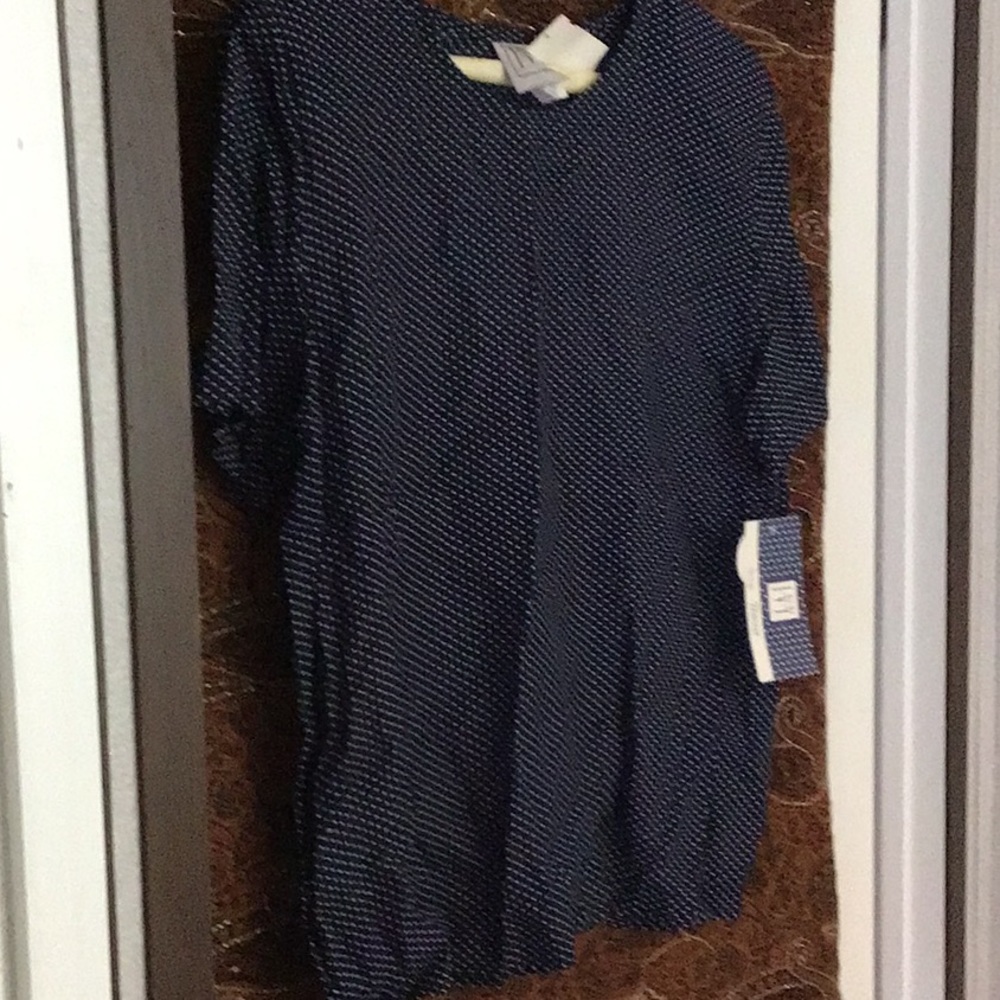 Navy blue polka dot Ivy blouse